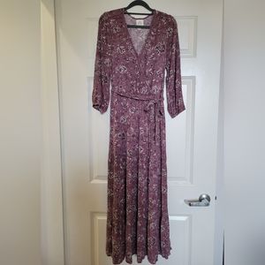 Knox Rose Floral Maxi Dress 3/4 Sleeve - Color Mauve - Size Medium